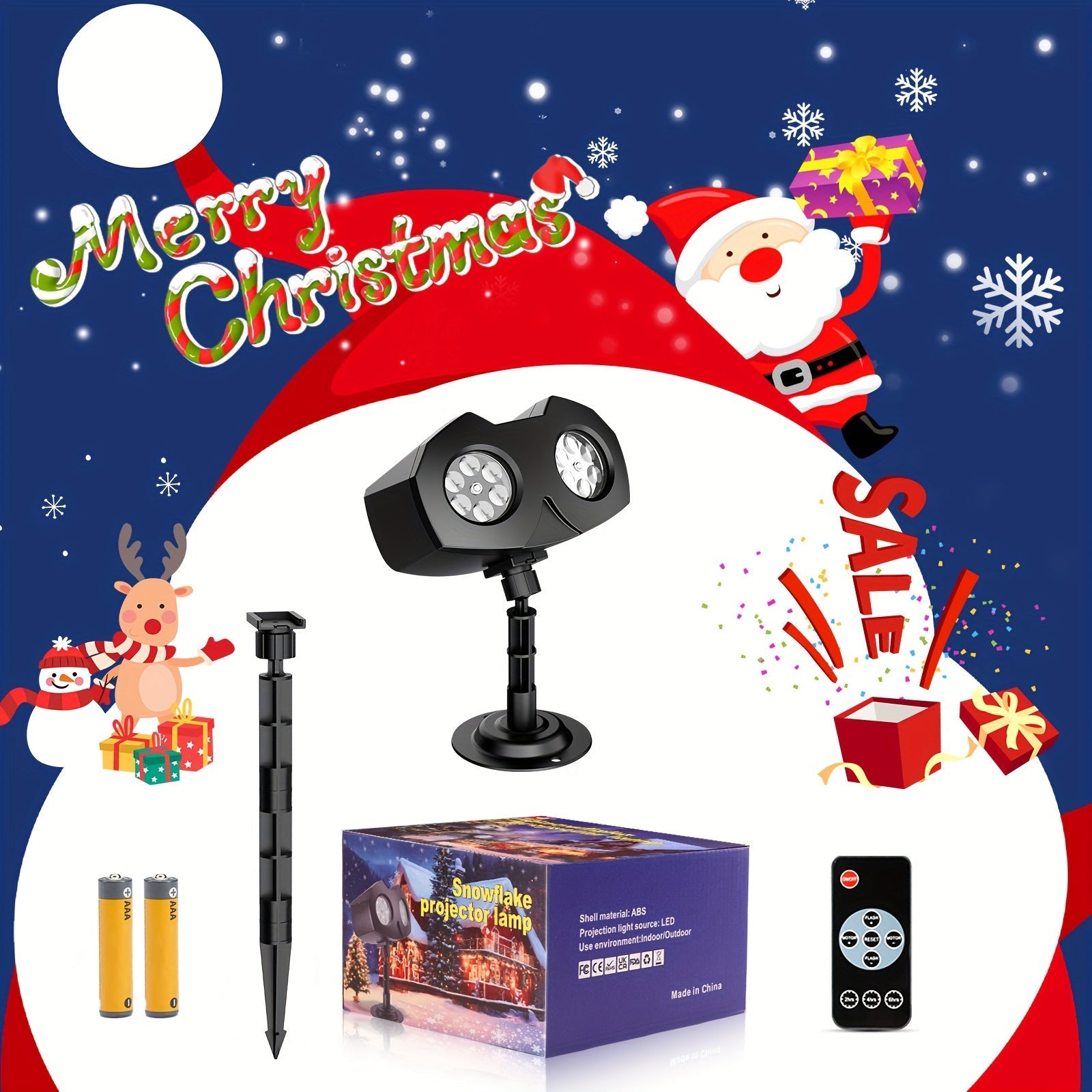 Dual-Head Rotating Snowflake Projection LED Lights – Bright Outdoor Christmas Decor with Remote Control & Power Cable. My Store