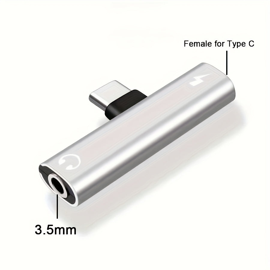 Compact 2-in-1 USB-C to 3.5mm Audio Adapter & Charging Extension – Flat Design, Digital USB Charging Compatible for iPhone 15/16 Pro, Xiaomi 13/14, Huawei My Store