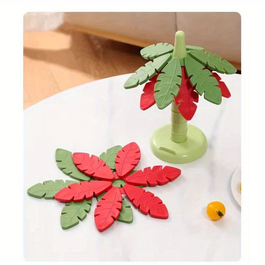 Creative Tree Trunk and Leaf Heat-Resistant Mat Set of Five Multifunctional Anti-Scalding Mats for Kitchen Tableware Storage and Decoration