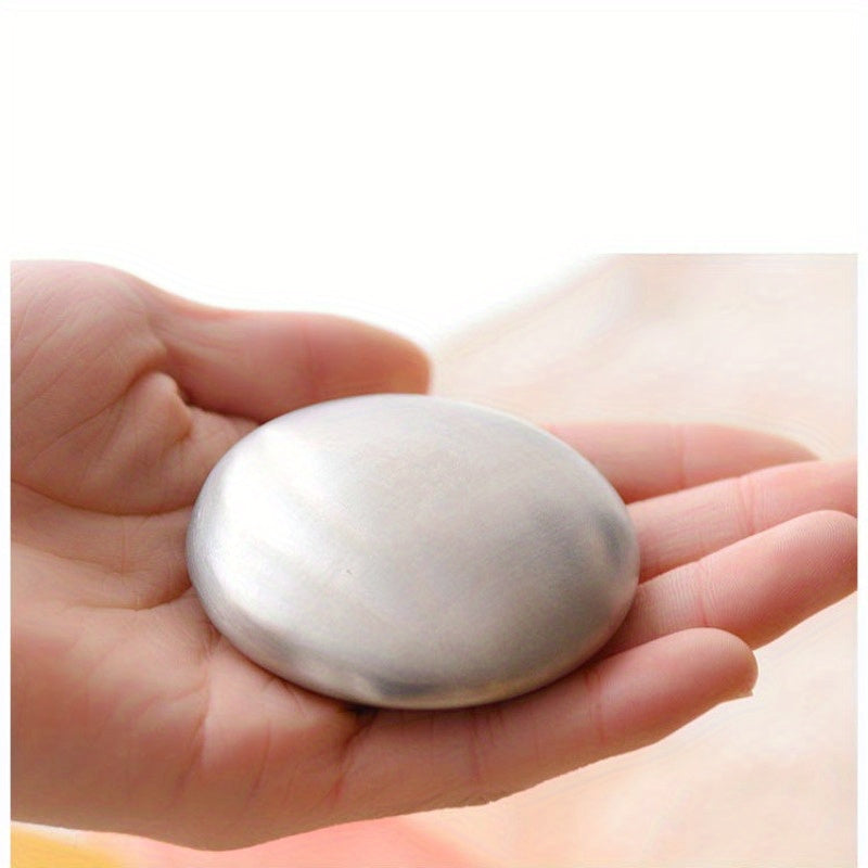 Stainless Steel Soap Bar – 1pc Oval Hand Soap for Garlic & Fish Odor Removal, Home Essential