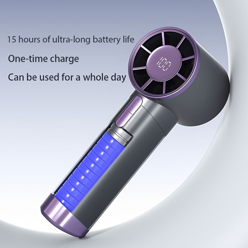 Portable Handheld Fan with 100-Speed Turbo, 3000mAh Rechargeable Battery, LCD Display, 9000 RPM High Wind Power, Silent Operation – Perfect for Travel, Camping, & Outdoor Activities | Ideal Gift for Women & Men My Store