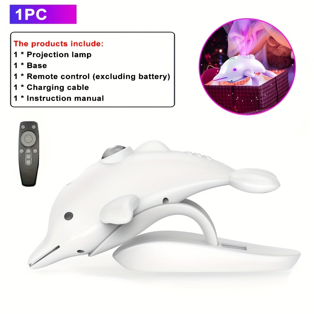 1pc Dolphin Galaxy Projection Lamp – USB Powered Starry Sky Light with Remote Control, 7 Adjustable Nebula Modes for Room Decoration My Store