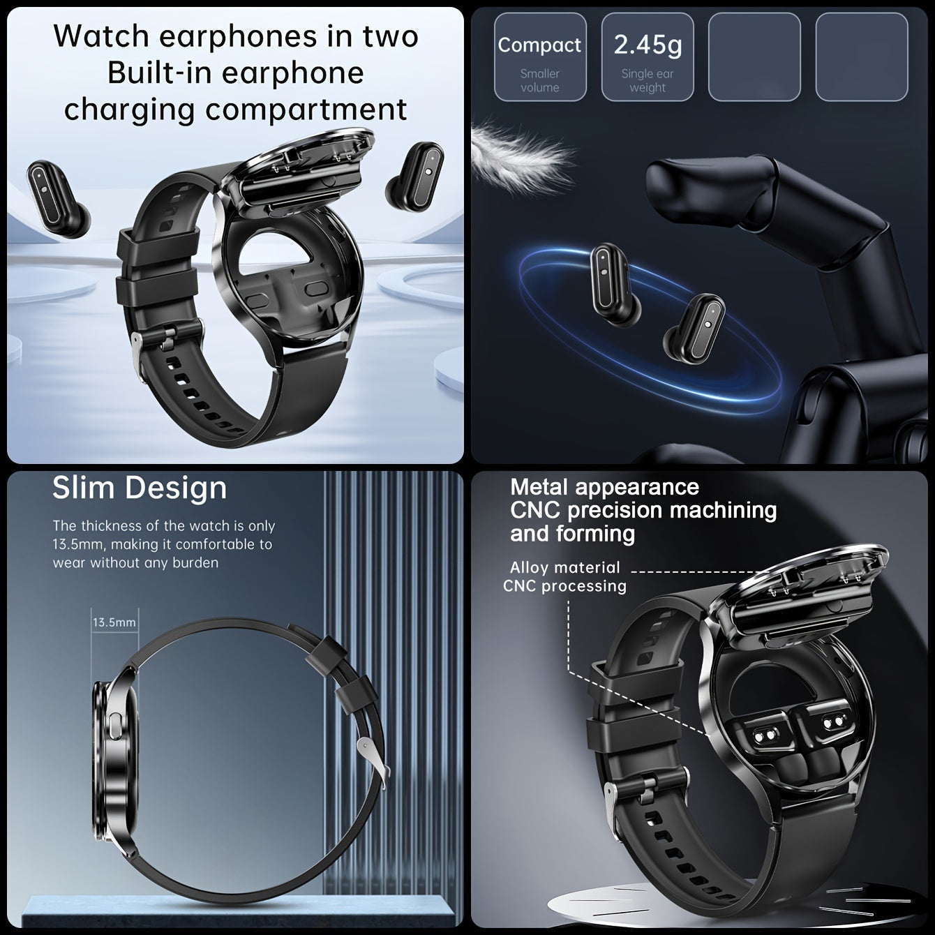 Men's Fashion Smart Watch & Earphones 2-in-1 | 1.39-inch HD Full Touch Screen | Wireless Calling, NFC, Multiple Sports Modes | Fitness Tracker with Built-in Headphones My Store