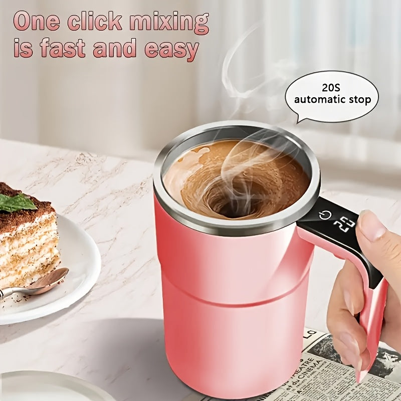 Self-Stirring Coffee Mug with Temperature Display – Automatic Travel Cup for Coffee, Chocolate, Milk, Mocha & Protein Powder