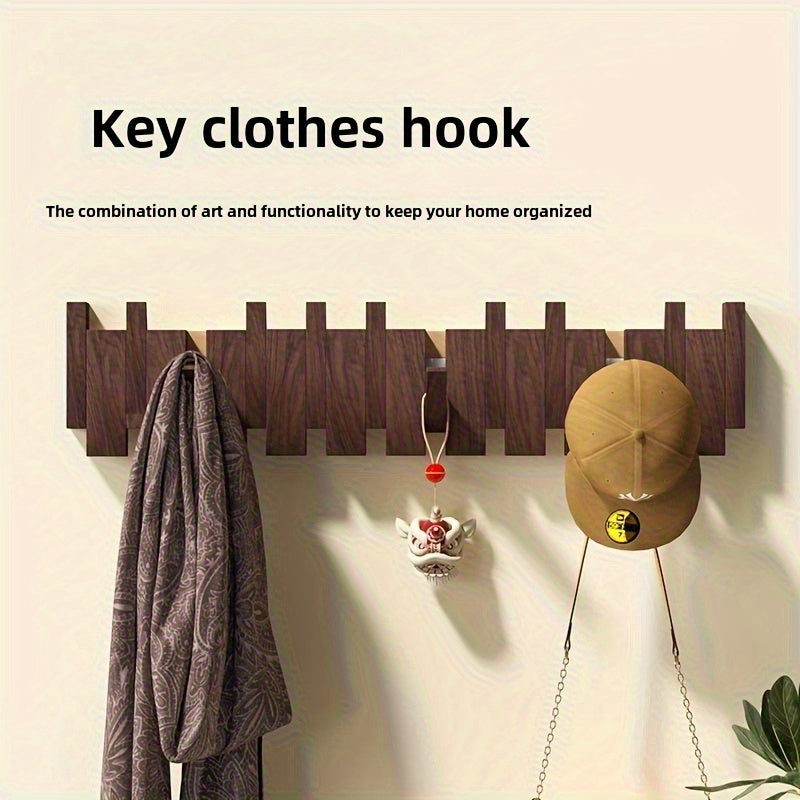 Boho Wooden Wall Hooks – 6pc Foldable Piano Key Hanger for Jewellery & Hats
