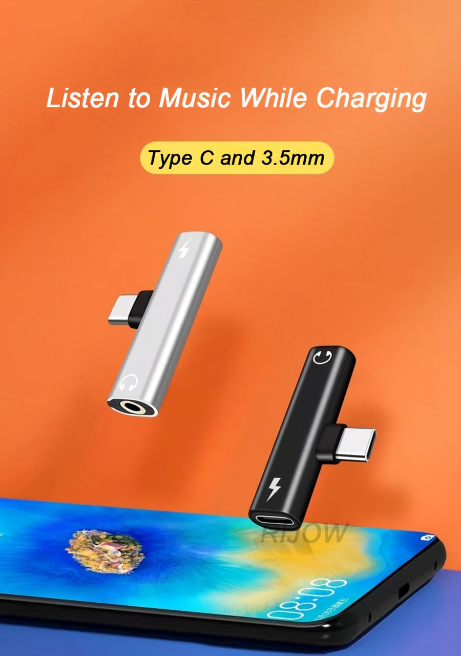 Compact 2-in-1 USB-C to 3.5mm Audio Adapter & Charging Extension – Flat Design, Digital USB Charging Compatible for iPhone 15/16 Pro, Xiaomi 13/14, Huawei My Store
