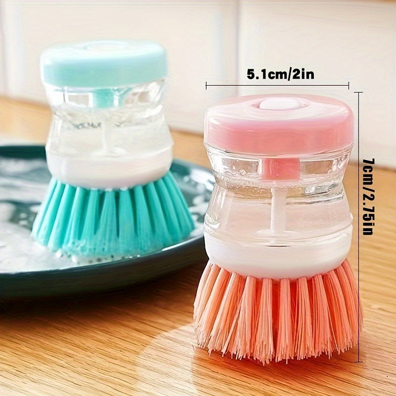 1pc, Kitchen Dishwashing Brush, Pot Washing Brush, Press Out Liquid, Handheld Cleaning Brush, Multifunctional Cleaning Brush, Cleaning Supplies, Cleaning Tool