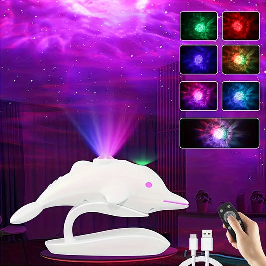 1pc Dolphin Galaxy Projection Lamp – USB Powered Starry Sky Light with Remote Control, 7 Adjustable Nebula Modes for Room Decoration My Store
