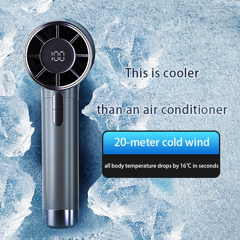 Portable Handheld Fan with 100-Speed Turbo, 3000mAh Rechargeable Battery, LCD Display, 9000 RPM High Wind Power, Silent Operation – Perfect for Travel, Camping, & Outdoor Activities | Ideal Gift for Women & Men My Store