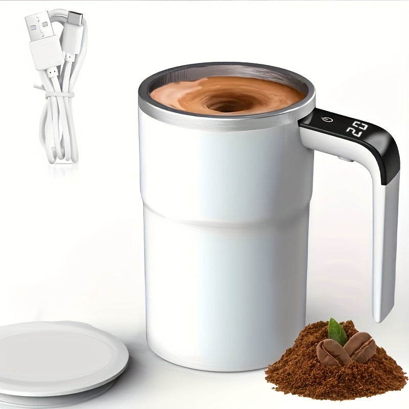 Self-Stirring Coffee Mug with Temperature Display – Automatic Travel Cup for Coffee, Chocolate, Milk, Mocha & Protein Powder