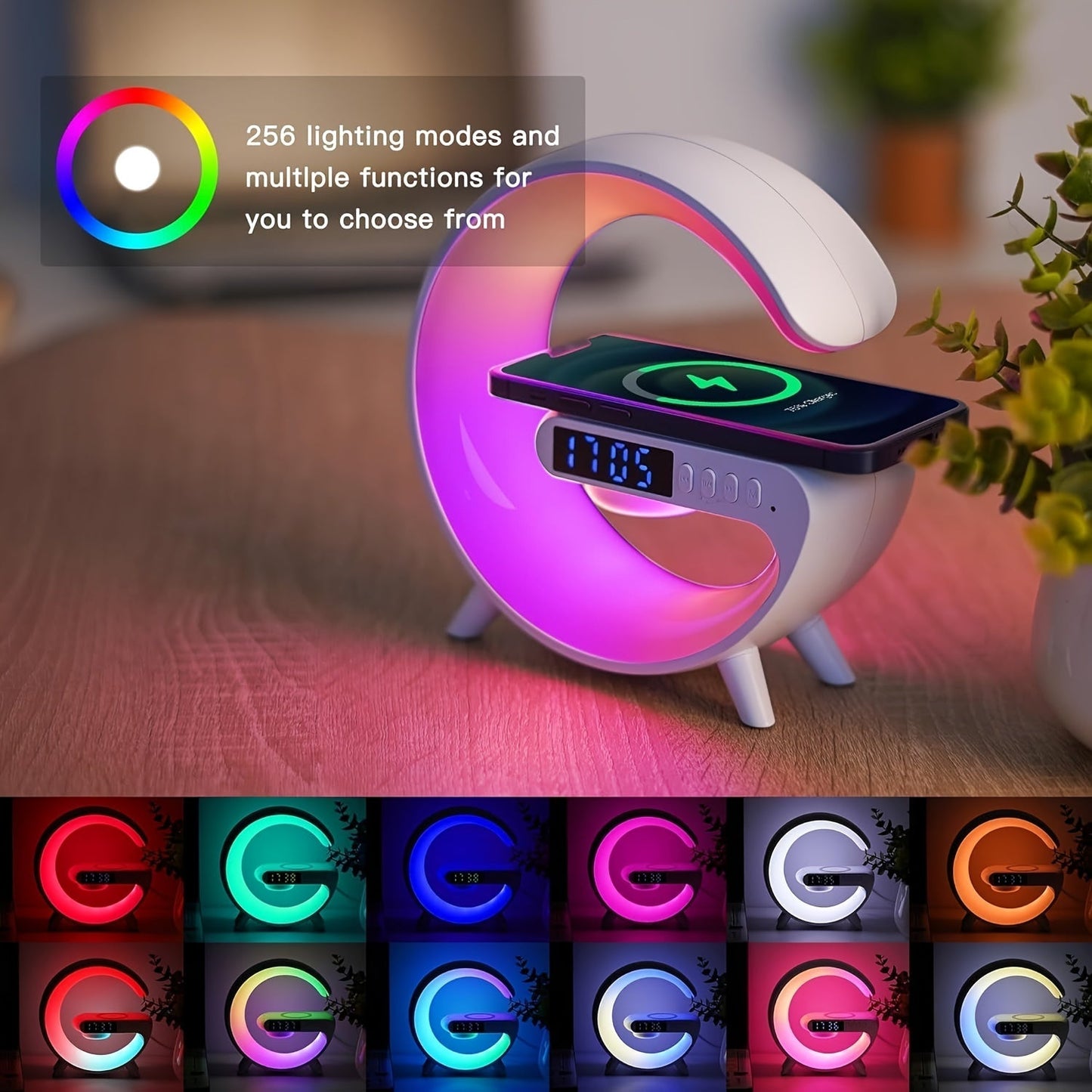 Smart Lamp 3-in-1: Wireless Speaker, Wireless Charger & Wake-Up Light with Music Rhythm – Perfect for Smartphones My Store