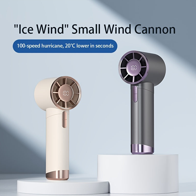 Portable Handheld Fan with 100-Speed Turbo, 3000mAh Rechargeable Battery, LCD Display, 9000 RPM High Wind Power, Silent Operation – Perfect for Travel, Camping, & Outdoor Activities | Ideal Gift for Women & Men My Store