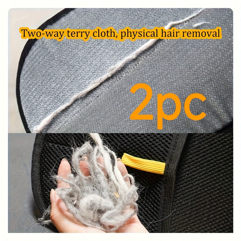 2pcs Pet Hair Remover Gloves, Dual-Sided Static Brush for Dogs & Cats, Efficient Grooming Mitt with Soft Nylon Bristles, Comfortable Hand Fit, Ideal for Long & Short Fur, Pet Grooming Supplie