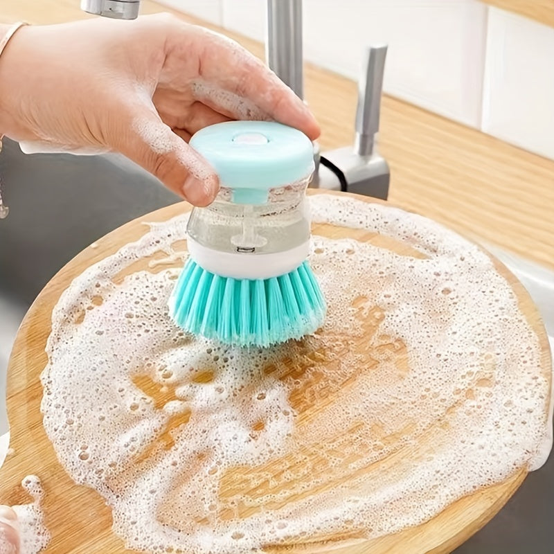 1pc, Kitchen Dishwashing Brush, Pot Washing Brush, Press Out Liquid, Handheld Cleaning Brush, Multifunctional Cleaning Brush, Cleaning Supplies, Cleaning Tool