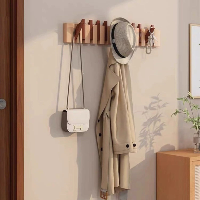 Boho Wooden Wall Hooks – 6pc Foldable Piano Key Hanger for Jewellery & Hats