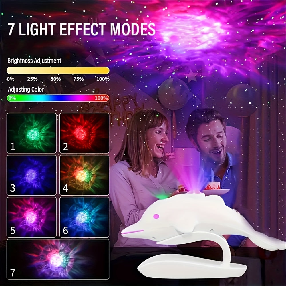 1pc Dolphin Galaxy Projection Lamp – USB Powered Starry Sky Light with Remote Control, 7 Adjustable Nebula Modes for Room Decoration My Store