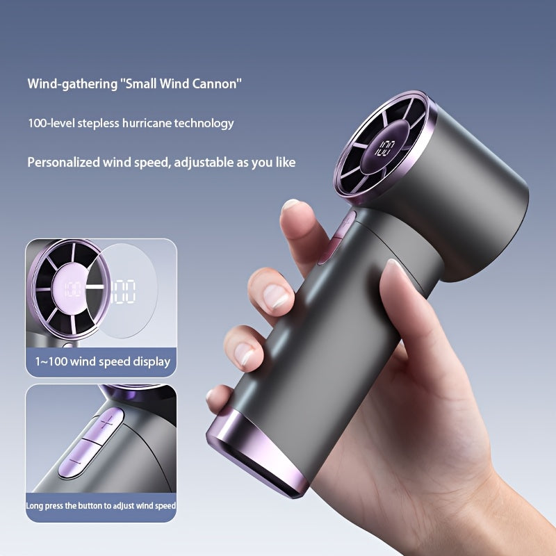 Portable Handheld Fan with 100-Speed Turbo, 3000mAh Rechargeable Battery, LCD Display, 9000 RPM High Wind Power, Silent Operation – Perfect for Travel, Camping, & Outdoor Activities | Ideal Gift for Women & Men My Store
