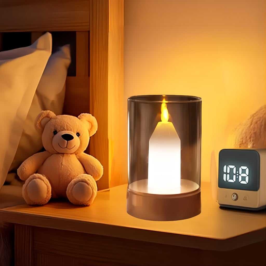 Rechargeable Night Light with Touch Control, Adjustable Brightness, USB Powered, Metal Shade - Includes Power Cord, Night Light Rechargeable, Portable, Candle Lamp Simulation