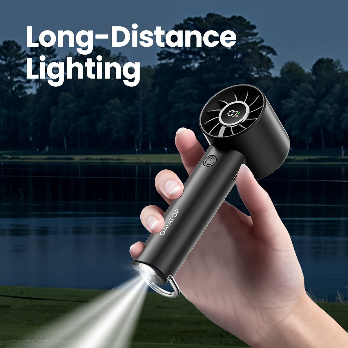 Gaiatop Compact Mini Fan – USB Rechargeable with LED Screen & Flashlight, 3 Speed Settings, Portable Personal Fan for Travel & Outdoor Use My Store