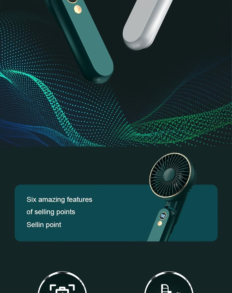 Portable Handheld Fan – Foldable, Ultra-Quiet & Rechargeable with 2000mAh Power Bank My Store