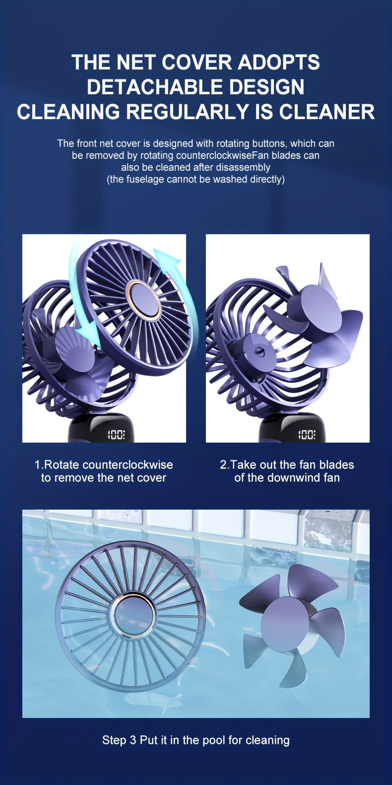 Compact USB Rechargeable Handheld Fan with Adjustable 90° Angle, Digital Display, Aromatherapy Holder, and Sleek Design – Portable Desktop Fan for Men, Women & Students (Purple & Blue/Black) My Store