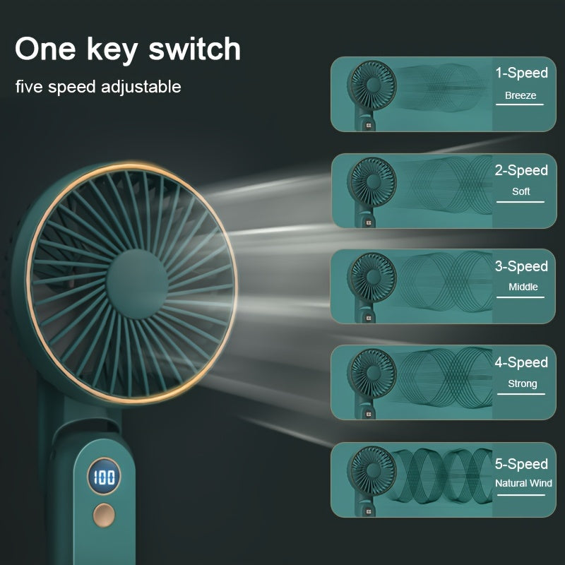 Portable Handheld Fan – Foldable, Ultra-Quiet & Rechargeable with 2000mAh Power Bank My Store