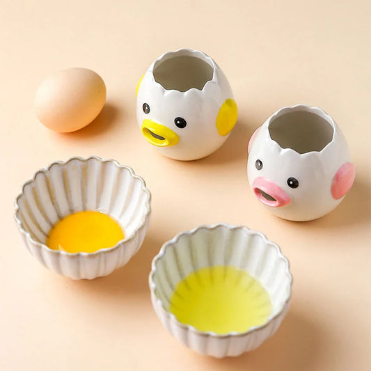 Cartoon Egg White Separator – Ceramic Yolk Filter for Baking & Cooking