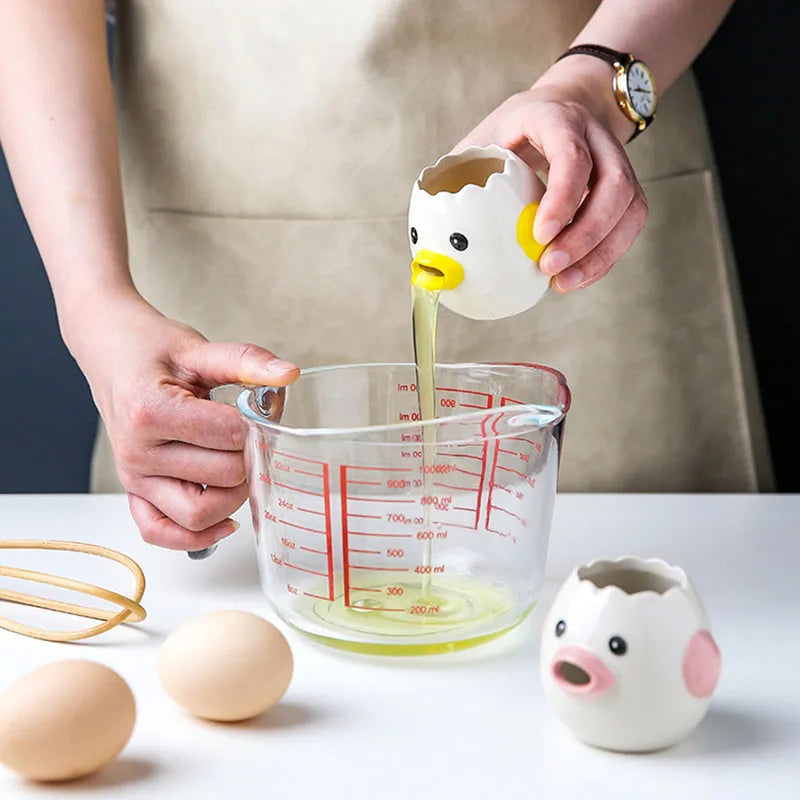 Cartoon Egg White Separator – Ceramic Yolk Filter for Baking & Cooking