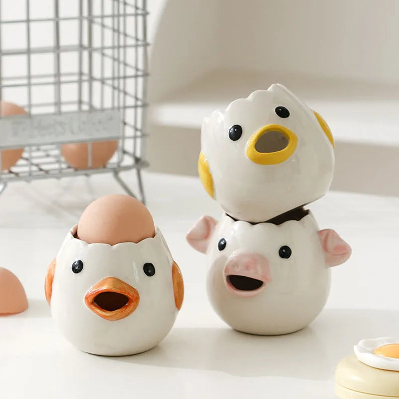 Cartoon Egg White Separator – Ceramic Yolk Filter for Baking & Cooking
