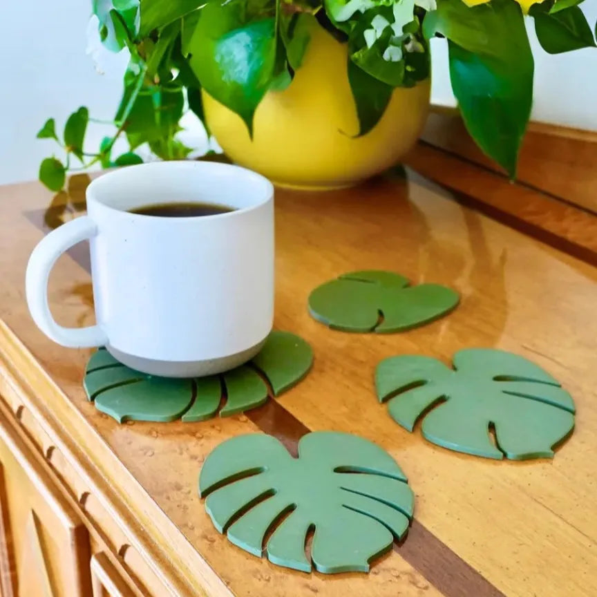 Monstera Coaster Sets Table Decoration and Accessories Coffee Mat Tree Pot Design Christmas Stand Coasters Kitchen Placemats