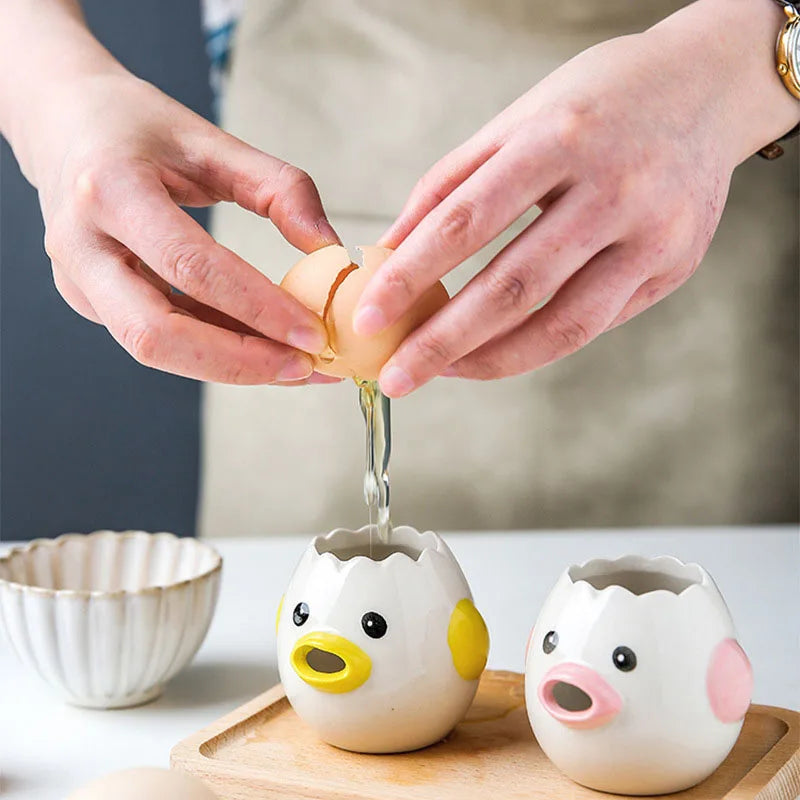 Cartoon Egg White Separator – Ceramic Yolk Filter for Baking & Cooking