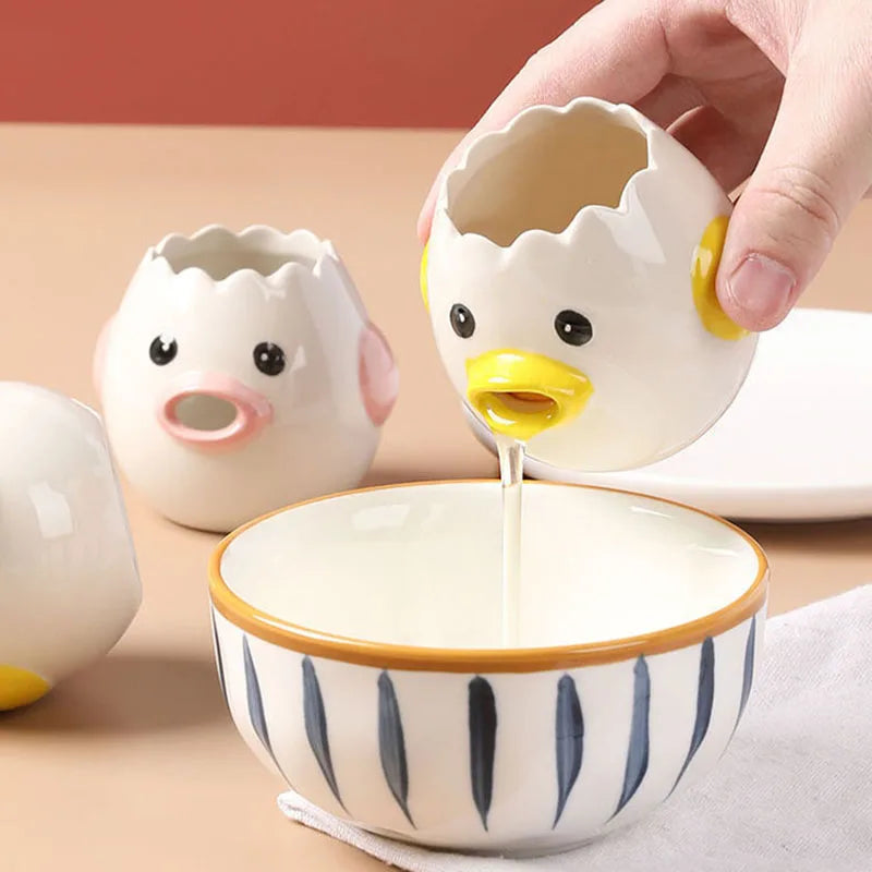 Cartoon Egg White Separator – Ceramic Yolk Filter for Baking & Cooking
