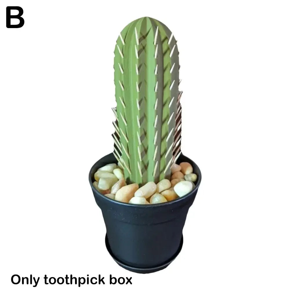 3D Printed Cactus Toothpick Dispenser House Plant Cacti House Plant Hold 117 Round Tooth Picks Funny Home Table Decoration