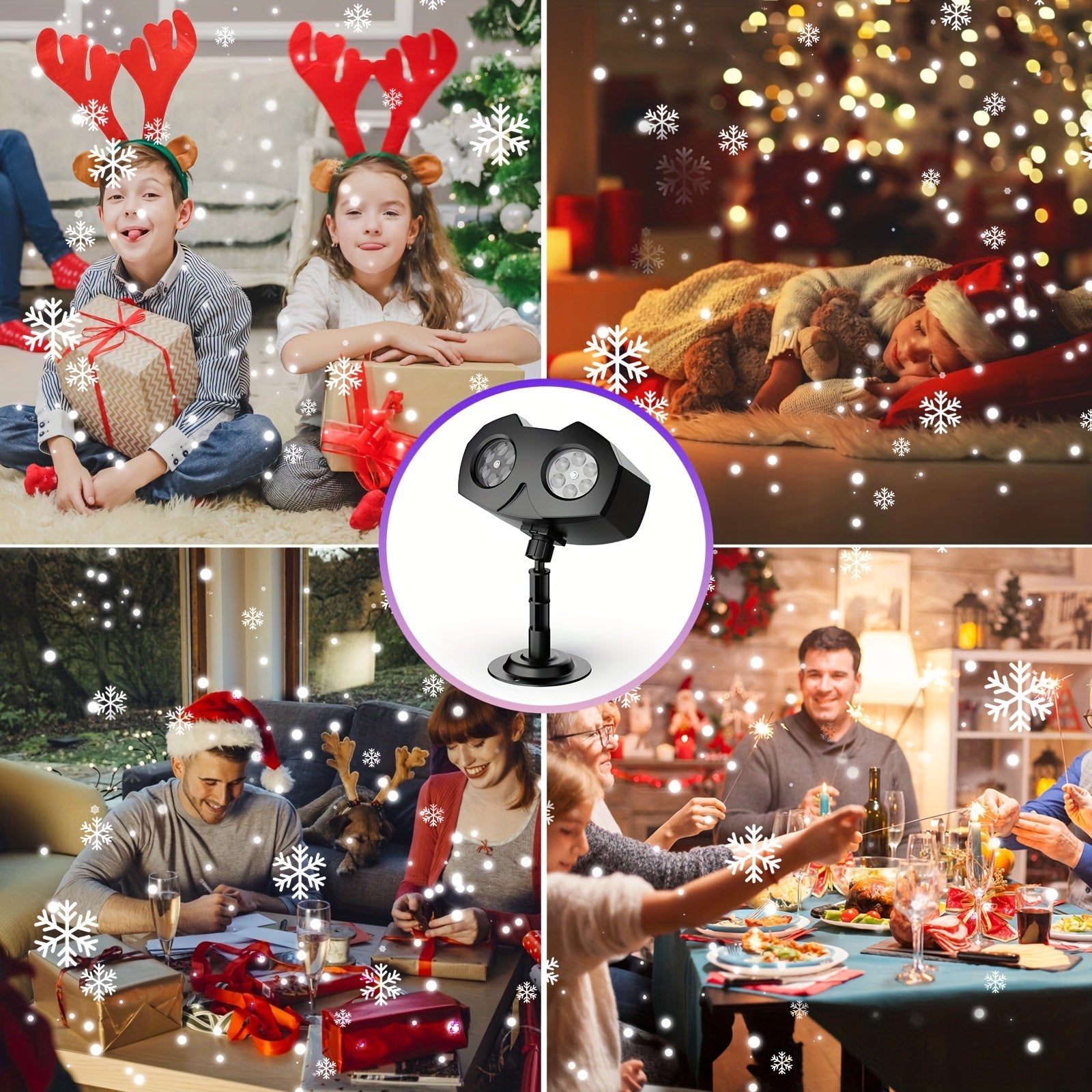 Dual-Head Rotating Snowflake Projection LED Lights – Bright Outdoor Christmas Decor with Remote Control & Power Cable. My Store