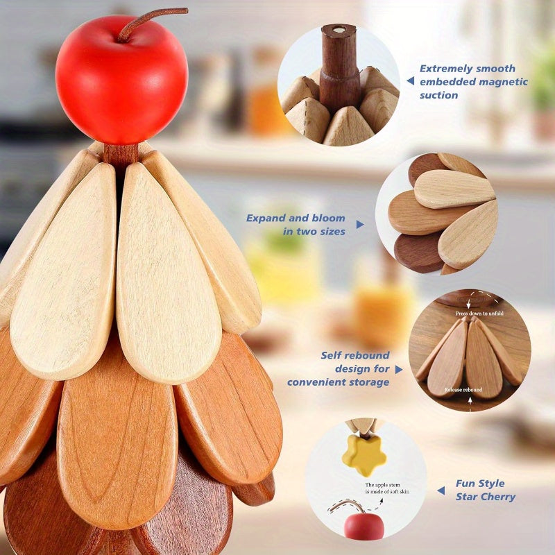 Like a Tree, Insulated Mats, Pot Holders, Coasters with Holders, Handmade Bamboo Tree Mat, Foldable Hot Vegetable Tree Mat, Christmas Tree Mat 5pcs Set