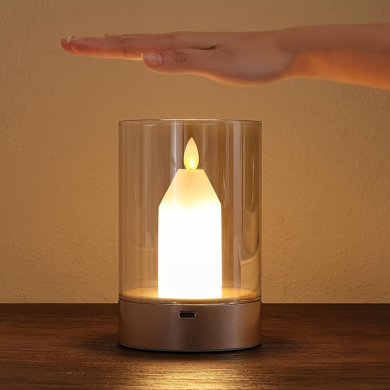 Rechargeable Night Light with Touch Control, Adjustable Brightness, USB Powered, Metal Shade - Includes Power Cord, Night Light Rechargeable, Portable, Candle Lamp Simulation