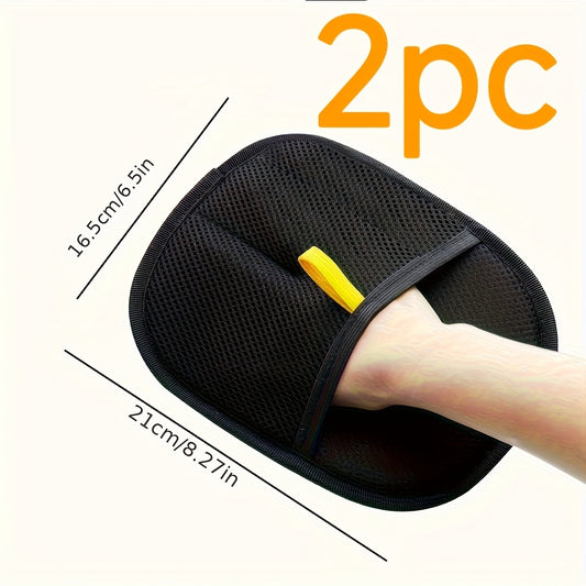 2pcs Pet Hair Remover Gloves, Dual-Sided Static Brush for Dogs & Cats, Efficient Grooming Mitt with Soft Nylon Bristles, Comfortable Hand Fit, Ideal for Long & Short Fur, Pet Grooming Supplie