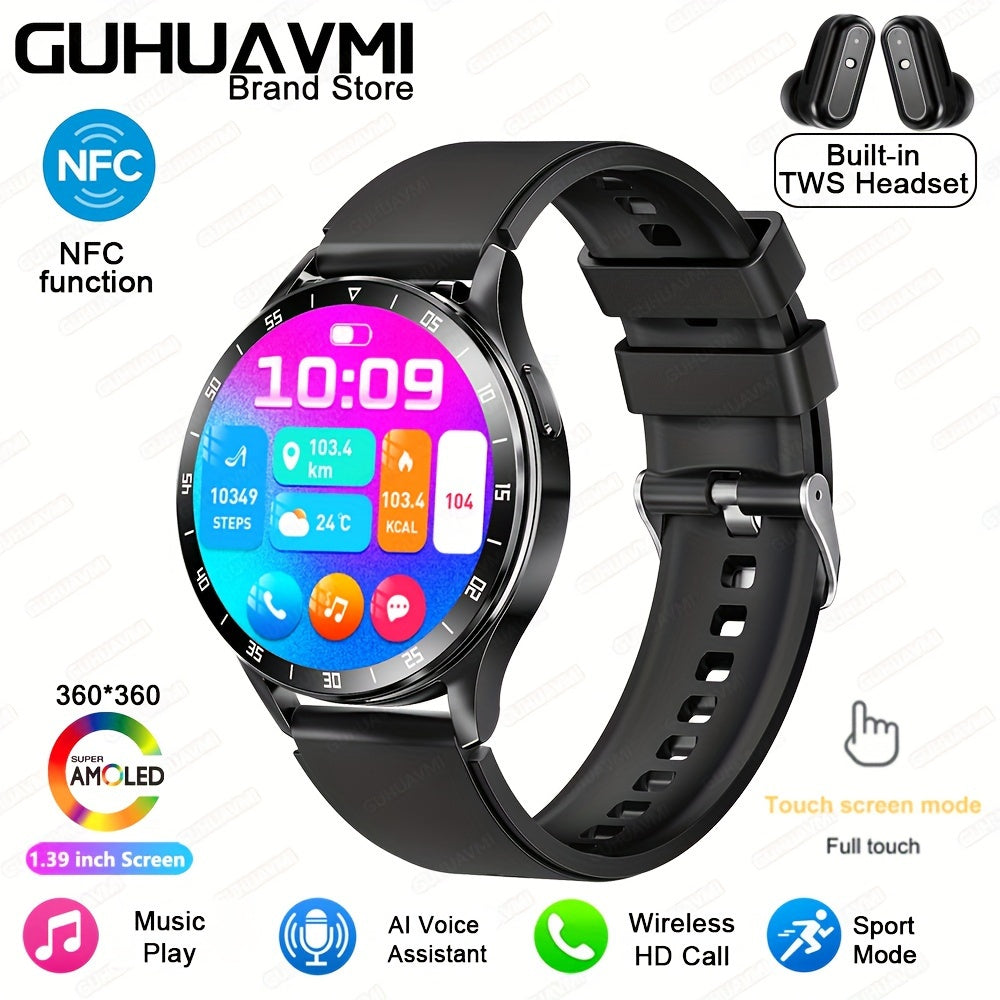 Men's Fashion Smart Watch & Earphones 2-in-1 | 1.39-inch HD Full Touch Screen | Wireless Calling, NFC, Multiple Sports Modes | Fitness Tracker with Built-in Headphones My Store