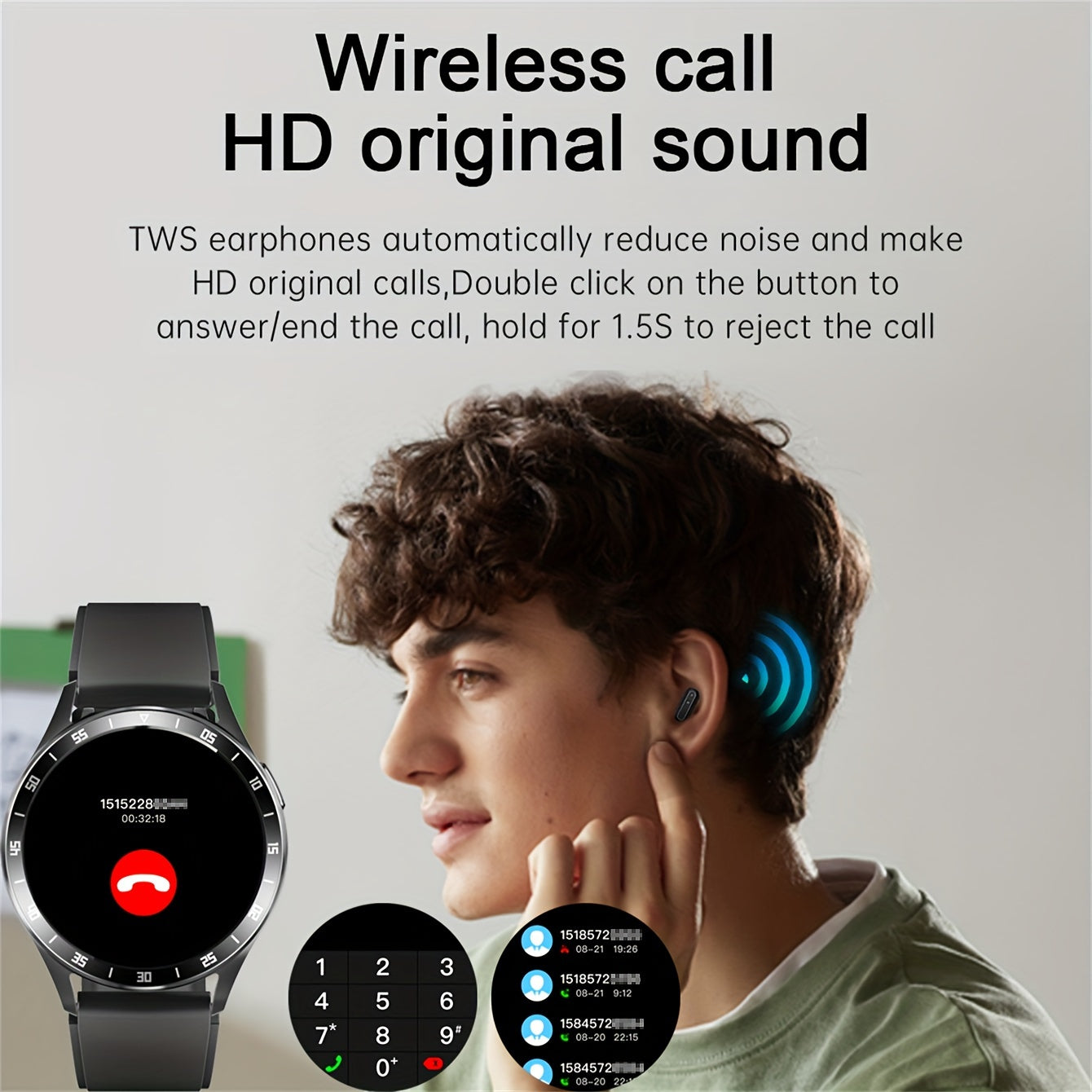 Men's Fashion Smart Watch & Earphones 2-in-1 | 1.39-inch HD Full Touch Screen | Wireless Calling, NFC, Multiple Sports Modes | Fitness Tracker with Built-in Headphones My Store
