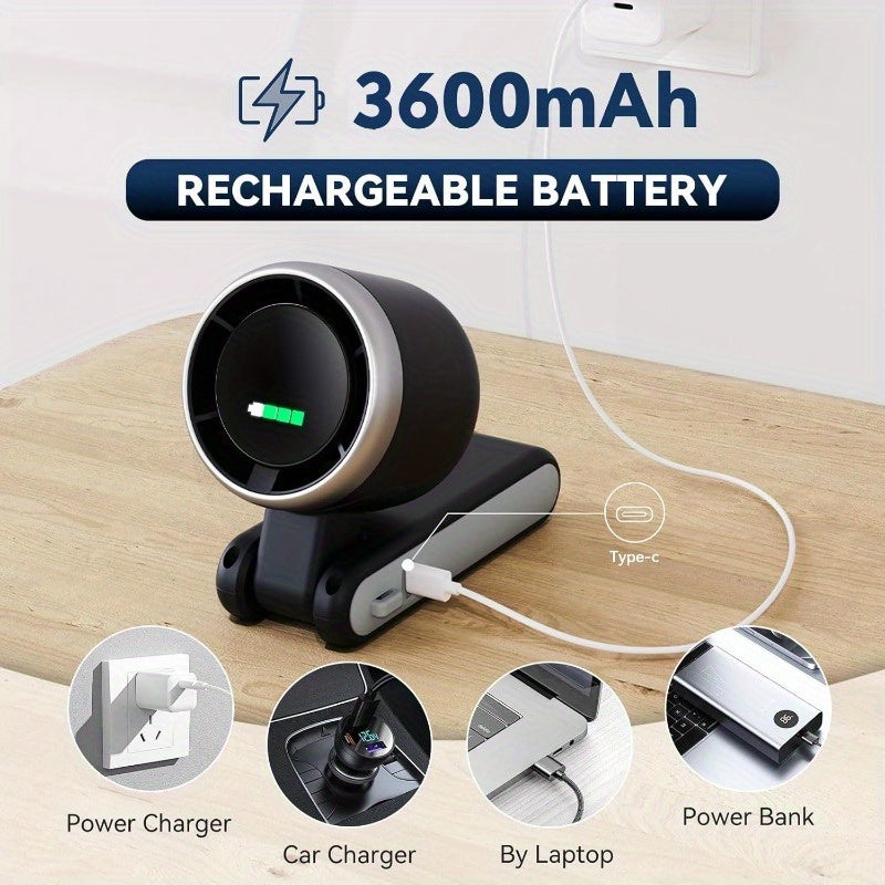 3-in-1 Portable Turbine Fan, 5 Speeds, 3600mAh Rechargeable Lithium Battery, USB Chargable, Pocket Fan for Travel, Outdoor & Indoor Use - Handheld, Desk Fan, Neck Fan, Travel Fan | Modern Aesthetic | Durable Build Essiby