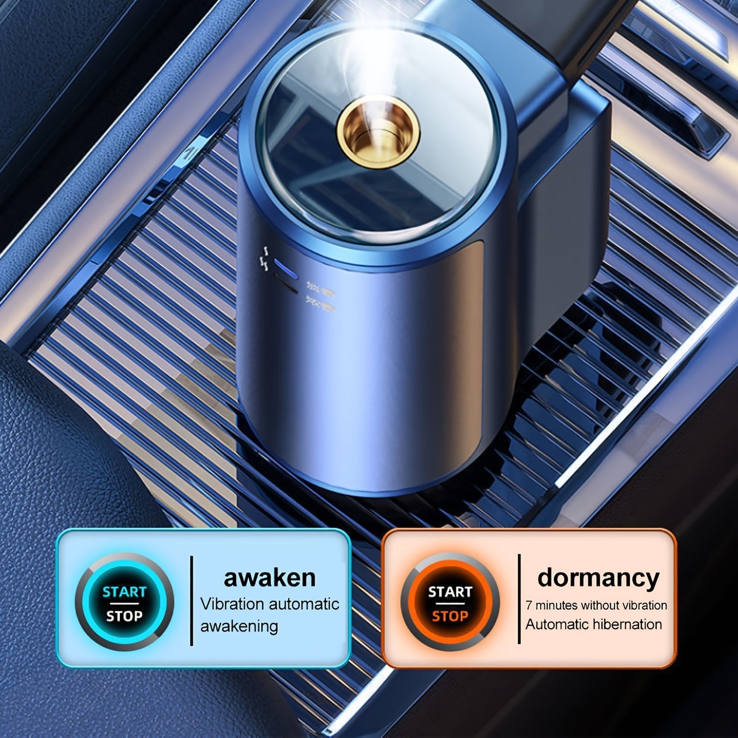 BSIDE Smart Car Aromatherapy Diffuser – Portable Essential Oil Fragrance Dispenser with Vent Clip, Free-Standing Design, Black Aroma Diffuser for Auto Interiors
