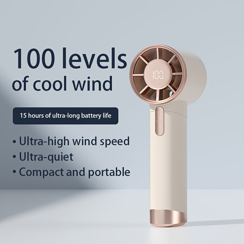 Portable Handheld Fan with 100-Speed Turbo, 3000mAh Rechargeable Battery, LCD Display, 9000 RPM High Wind Power, Silent Operation – Perfect for Travel, Camping, & Outdoor Activities | Ideal Gift for Women & Men My Store