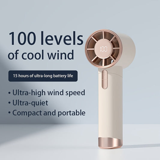 Portable Handheld Fan with 100-Speed Turbo, 3000mAh Rechargeable Battery, LCD Display, 9000 RPM High Wind Power, Silent Operation – Perfect for Travel, Camping, & Outdoor Activities | Ideal Gift for Women & Men My Store