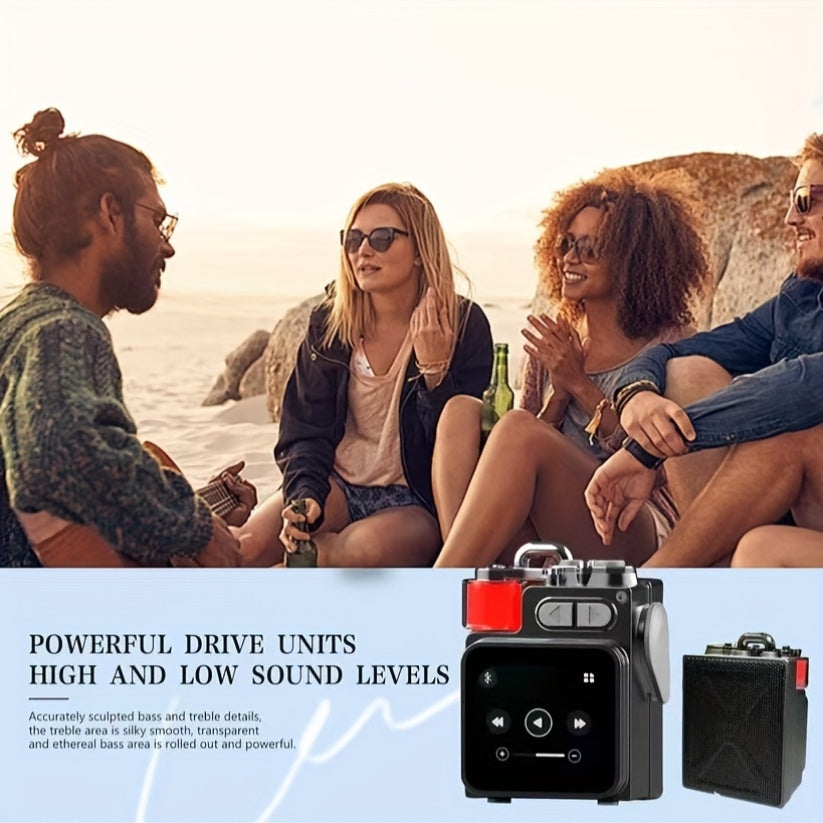 Portable BT Speaker – Mini Wireless Touch Screen Speaker with HD Sound, LED Lights, BT5.4, Stereo Pairing for Outdoor, Travel, Home, Party, Beach, Camping & Hiking