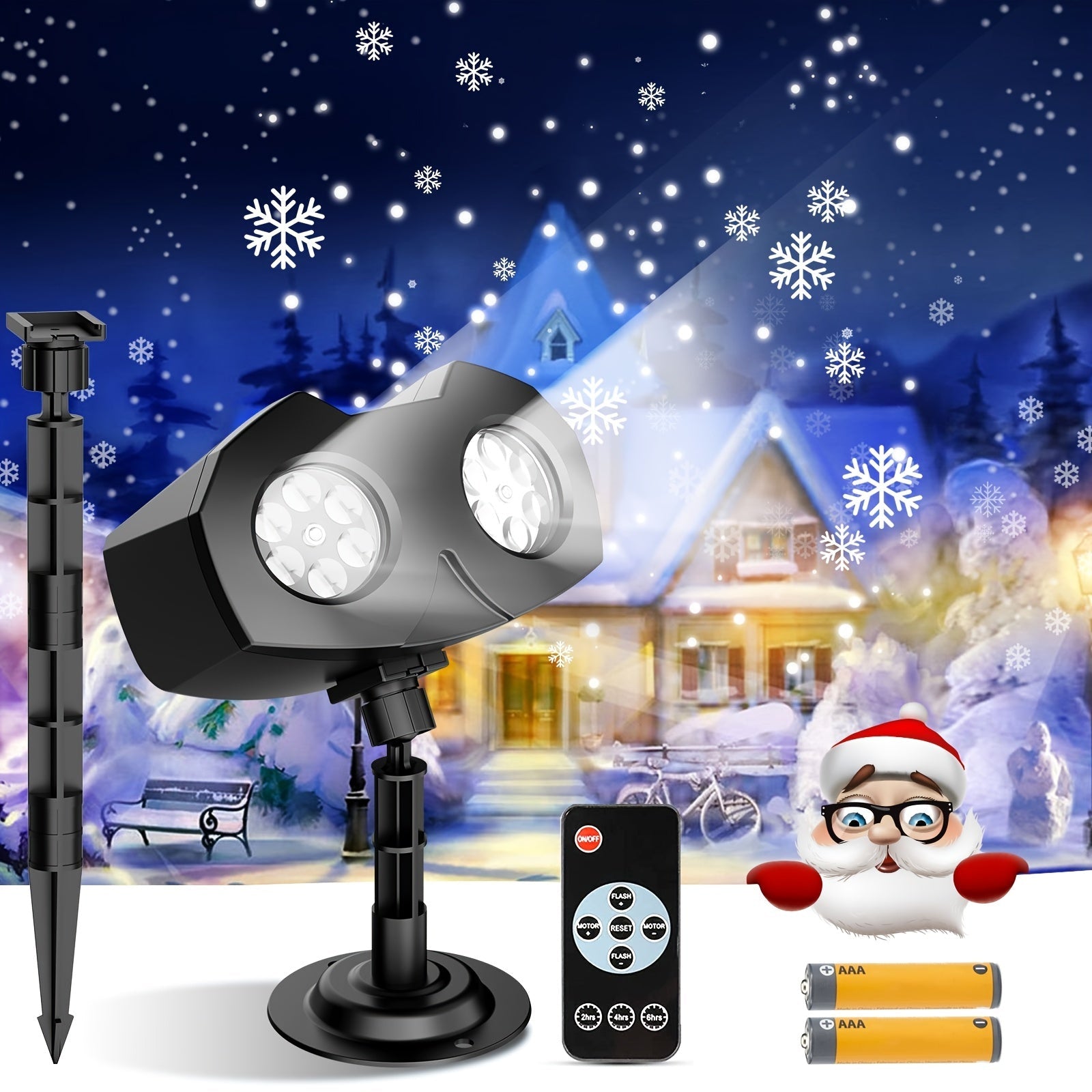 Dual-Head Rotating Snowflake Projection LED Lights – Bright Outdoor Christmas Decor with Remote Control & Power Cable. My Store