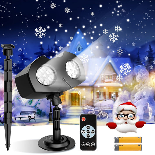 Dual-Head Rotating Snowflake Projection LED Lights – Bright Outdoor Christmas Decor with Remote Control & Power Cable. My Store