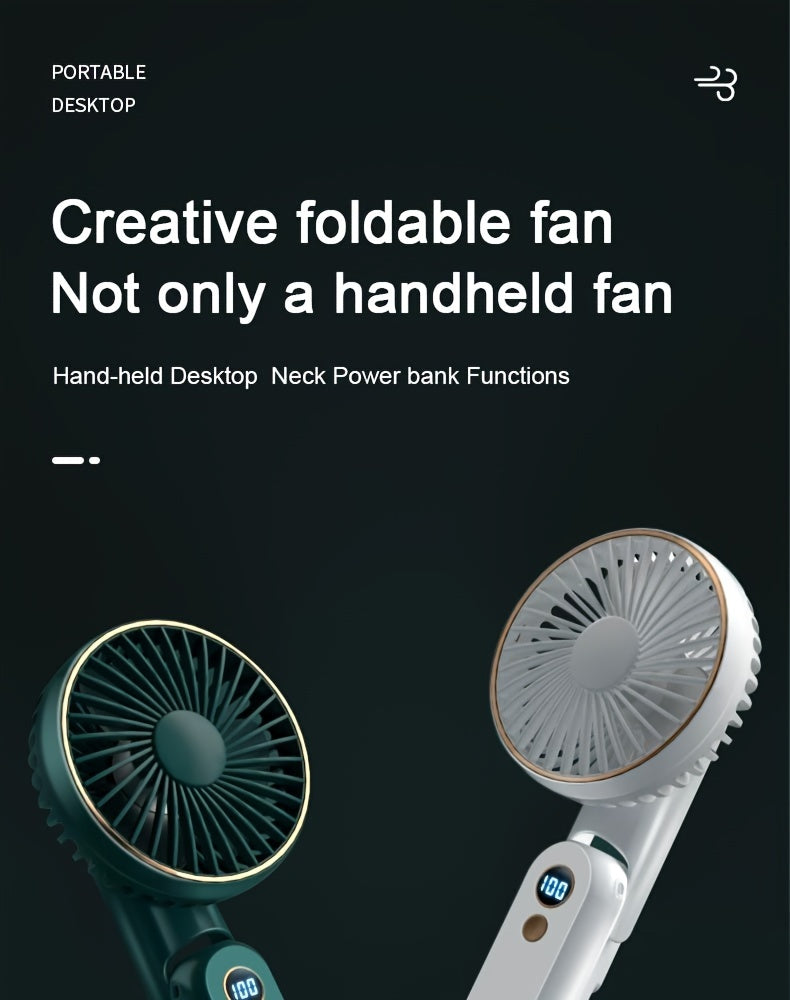 Portable Handheld Fan – Foldable, Ultra-Quiet & Rechargeable with 2000mAh Power Bank My Store