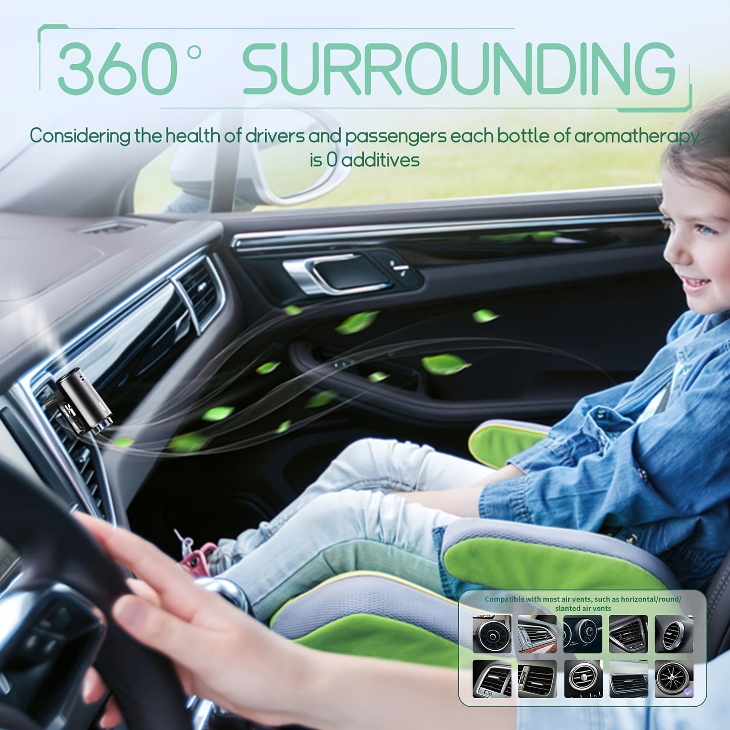BSIDE Smart Car Aromatherapy Diffuser – Portable Essential Oil Fragrance Dispenser with Vent Clip, Free-Standing Design, Black Aroma Diffuser for Auto Interiors