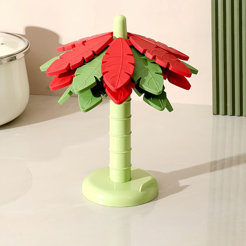 Creative Tree Trunk and Leaf Heat-Resistant Mat Set of Five Multifunctional Anti-Scalding Mats for Kitchen Tableware Storage and Decoration
