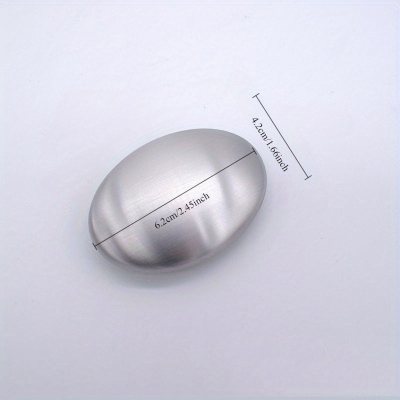 Stainless Steel Soap Bar – 1pc Oval Hand Soap for Garlic & Fish Odor Removal, Home Essential